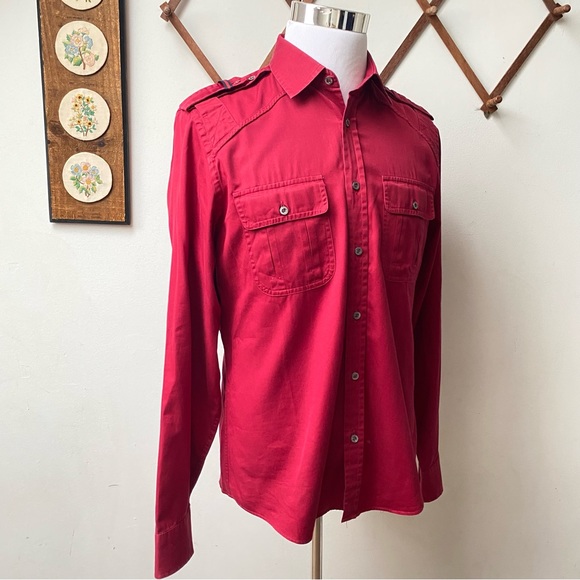 Gucci Military Web Trim Epaulette Button Down Shirt - Picture 7 of 16